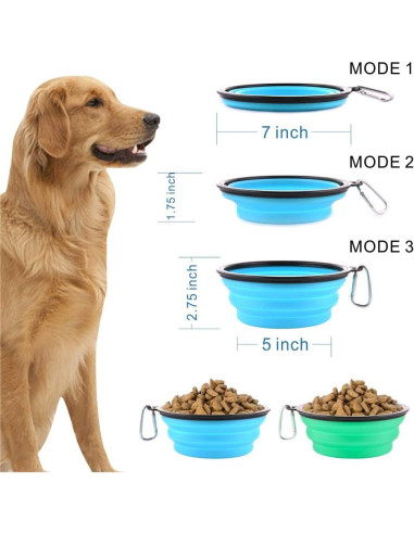 Tazones Plegables para Perros Guardians 34oz 2 Piezas Azul Verde