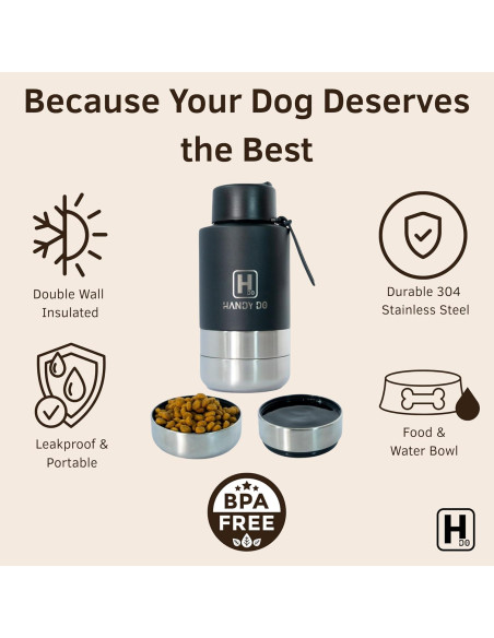 Botella de Agua Aislada Handy Do 1L con Cuencos para Perros Botella de Agua Aislada Handy Do 1L con Cuencos para Perros