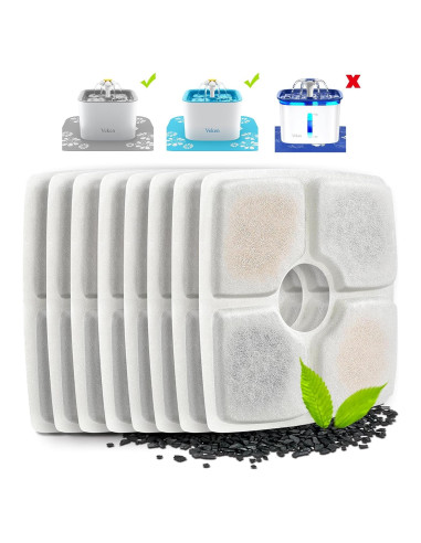 Filtros de Reemplazo Veken 8 Pack para Fuente de Agua 2.5L