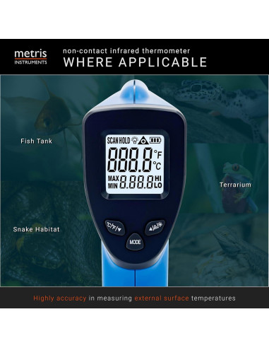 Termómetro Digital Infrarrojo Metris MMM-2 para Acuario y Terrario