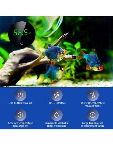 Termómetro Digital para Acuario DONGKER, LED, Adherible