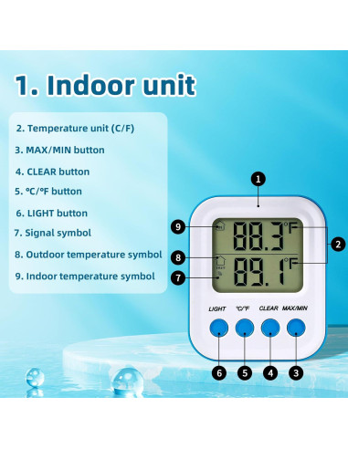 Termómetro de piscina inalámbrico BlueBay, IPX7, fácil lectura