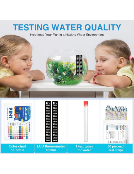 Kit de Prueba de Agua 9-en-1 Kedixiest - 50 Tiras + Termómetros Kit de Prueba de Agua 9-en-1 Kedixiest - 50 Tiras + Termómetros