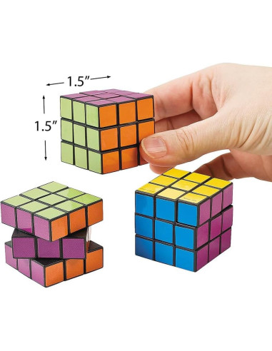 Mini Cubos Mágicos Brillantes - 12 Piezas - Juguete Infantil