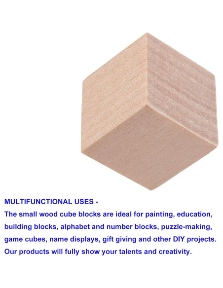 600 Cubos de Madera Natural KOHAND 1.9 cm para Manualidades 600 Cubos de Madera Natural KOHAND 1.9 cm para Manualidades