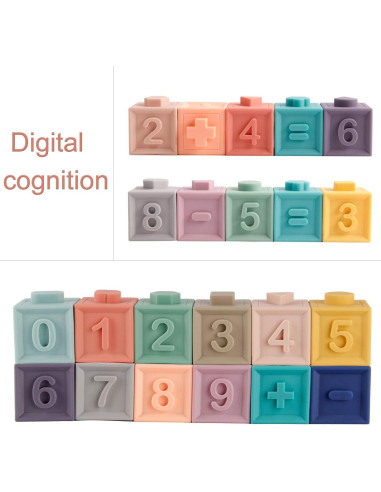 Bloques de Construcción Suaves Mini Tudou 12PCS para Bebés 6+ Meses