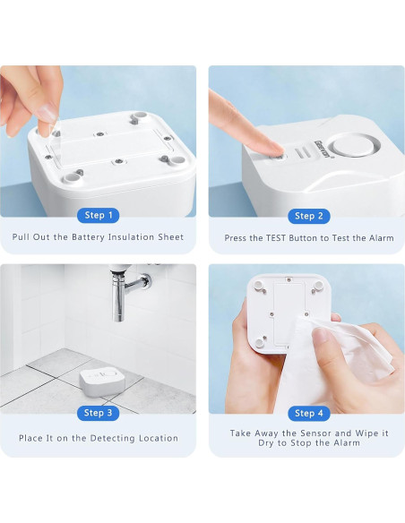 Geevon 10 Sensores de Fugas de Agua 100dB Impermeables Geevon 10 Sensores de Fugas de Agua 100dB Impermeables