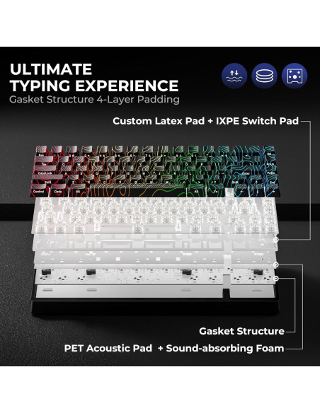 Teclado Mecánico HITIME M67 60% RGB Hot Swappable Negro Teclado Mecánico HITIME M67 60% RGB Hot Swappable Negro