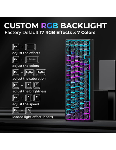 Teclado Mecánico HITIME M67 60% RGB Hot Swappable Negro