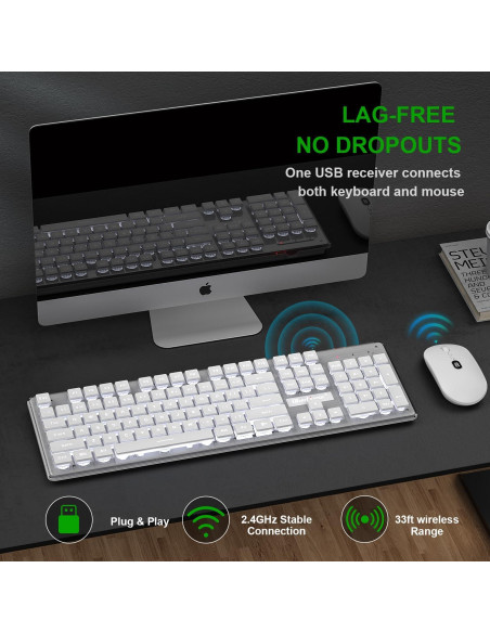 Combo Teclado y Ratón Inalámbricos BlueFinger RGB Silencioso Combo Teclado y Ratón Inalámbricos BlueFinger RGB Silencioso