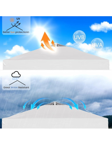 Carpa Plegable 3x3m Morngardo Blanca con 3 Paredes Laterales