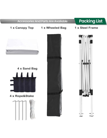 Carpa Pop Up Morngardo 10x10 Blanca Impermeable Ajustable Carpa Pop Up Morngardo 10x10 Blanca Impermeable Ajustable