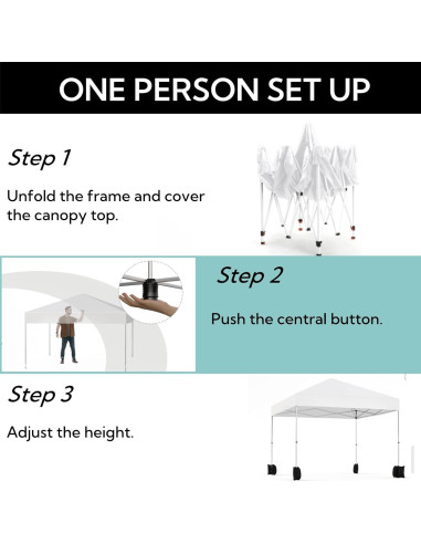 Carpa Pop Up 3x3m Hipicute Blanca con Protección UPF 50+