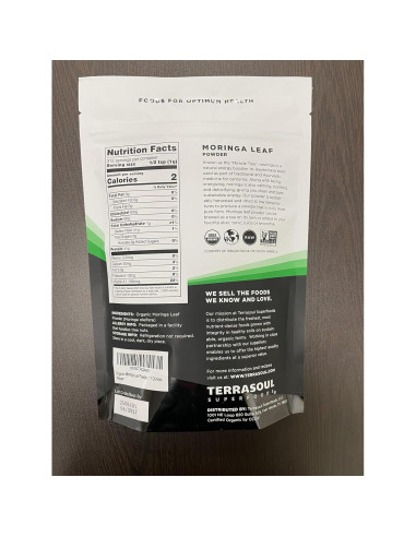 Polvo de Moringa Orgánica Terrasoul Superfoods 311 g - Antioxidantes
