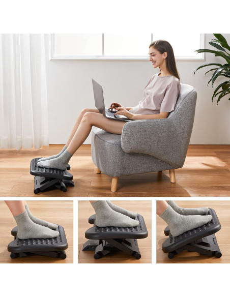 Reposapiés Ajustable HUANUO HNFR3 con Masaje y 3 Alturas Reposapiés Ajustable HUANUO HNFR3 con Masaje y 3 Alturas
