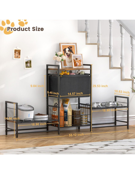 Soporte Elevado para Cuencos de Perro Lomivra con Almacenamiento Soporte Elevado para Cuencos de Perro Lomivra con Almacenamiento