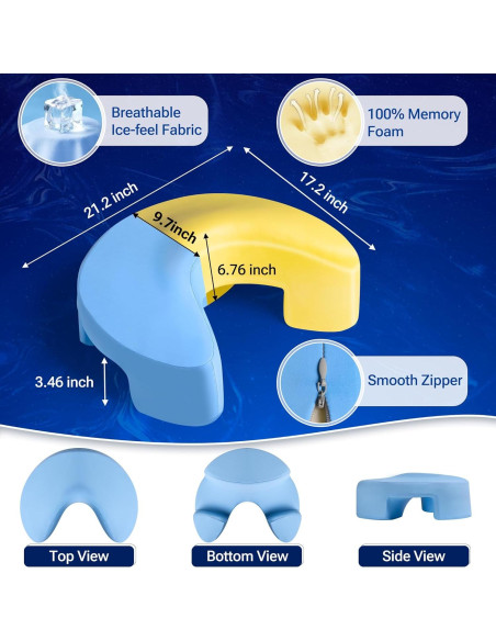 Almohada Ergonómica TMVAP para Durmientes Laterales Azul 53x25cm Almohada Ergonómica TMVAP para Durmientes Laterales Azul 53x25cm