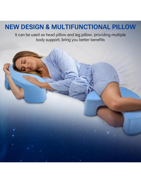 Almohada Ergonómica TMVAP para Durmientes Laterales Azul 53x25cm Almohada Ergonómica TMVAP para Durmientes Laterales Azul 53x25cm
