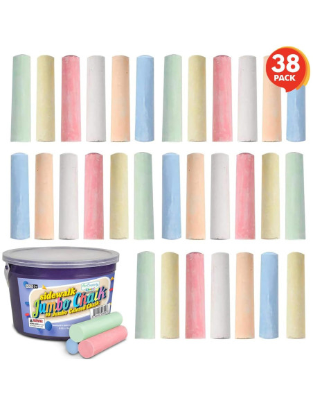 Tiza de Acera Jumbo ArtCreativity 38 Piezas Lavable para Niños Tiza de Acera Jumbo ArtCreativity 38 Piezas Lavable para Niños