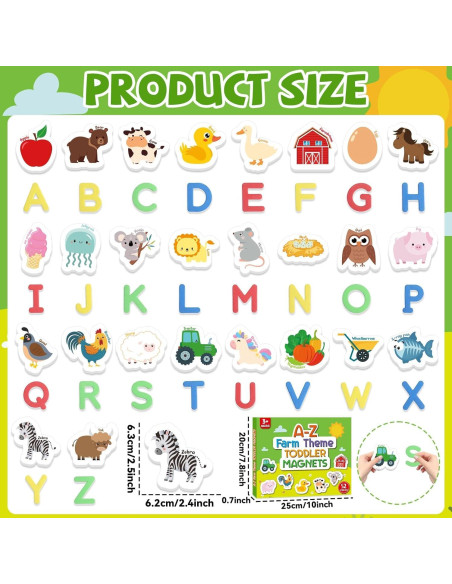 Set de Imanes de Granja y Letras ABC Justforjoyful - 52 Piezas Set de Imanes de Granja y Letras ABC Justforjoyful - 52 Piezas