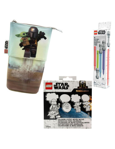 Set Notas Adhesivas LEGO Star Wars Mandalorian + Estuche + 4 Bolígrafos