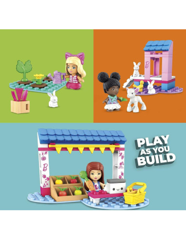 Juego de Construcción MEGA Barbie Mercado de Agricultores - 3 Muñecas y 4 Mascotas