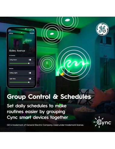 Bombillas LED Cync A19, multicolor, WiFi, paquete de 2
