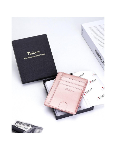 Billetera Slim Teskyer de Cuero Minimalista con Bloqueo RFID Billetera Slim Teskyer de Cuero Minimalista con Bloqueo RFID