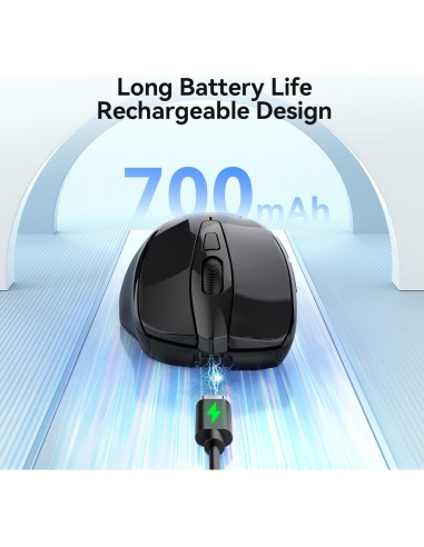 Ratón Inalámbrico Recargable TECKNET Jiggler 4800 DPI Negro
