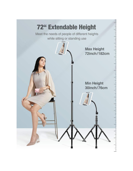Soporte de Trípode Ajustable Elitehood para iPad y Tabletas 72" Soporte de Trípode Ajustable Elitehood para iPad y Tabletas 72"