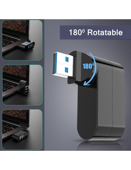 Hub USB 3.0 Vienon de 4 Puertos con USB-C y Rotación Hub USB 3.0 Vienon de 4 Puertos con USB-C y Rotación