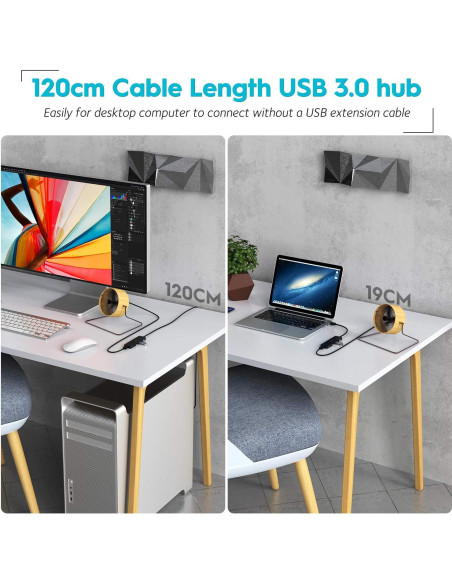 Hub USB 3.0 Aceele AC-T11 con Cable de 1.22m - 4 Puertos Hub USB 3.0 Aceele AC-T11 con Cable de 1.22m - 4 Puertos
