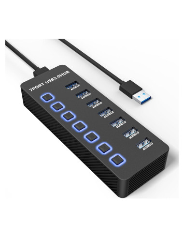 Hub USB 3.0 ONFINIO 7 Puertos con Interruptores y LED