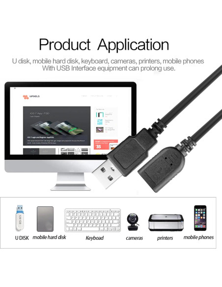 Cable Extensión USB 2.0 Macho a Hembra SaiTech IT 45cm Negro Cable Extensión USB 2.0 Macho a Hembra SaiTech IT 45cm Negro