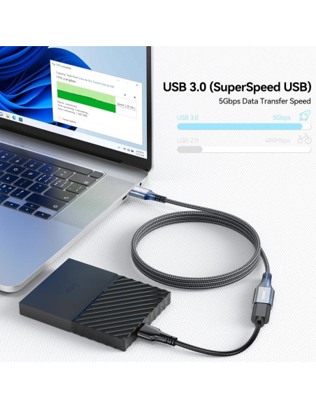 Cable de Extensión USB 1.83m FEMORO Paquete de 2 - 5Gbps/60W Cable de Extensión USB 1.83m FEMORO Paquete de 2 - 5Gbps/60W