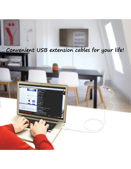 Cable de Extensión USB 2.0 Costyle Blanco 4.57m Macho a Hembra Cable de Extensión USB 2.0 Costyle Blanco 4.57m Macho a Hembra