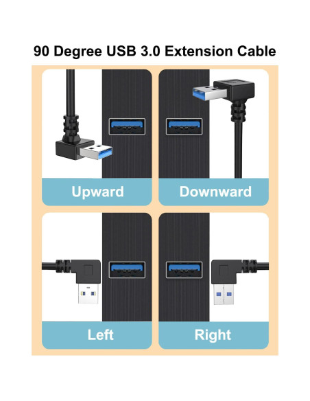 Cable Extensión USB 3.0 90 Grados Jadebones 30CM Pack 4 Cable Extensión USB 3.0 90 Grados Jadebones 30CM Pack 4