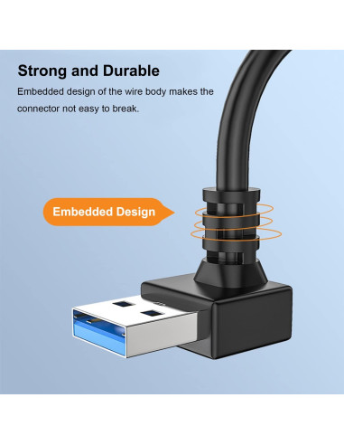 Cable Extensión USB 3.0 90 Grados Jadebones 30CM Pack 4
