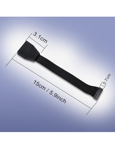 Cable de Extensión USB 3.0 GINTOOYUN 15 cm Macho a Hembra