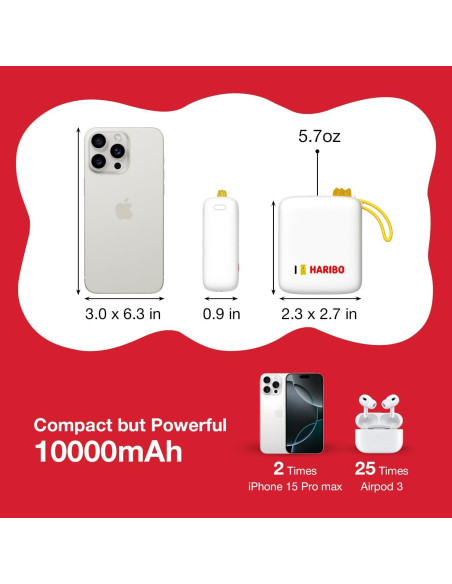 Banco de Energía Haribo 10000mAh Carga Rápida USB-C Azul Banco de Energía Haribo 10000mAh Carga Rápida USB-C Azul