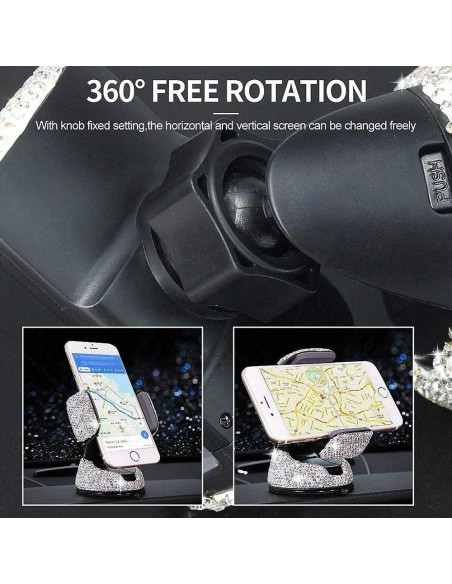 Soporte para Teléfono de Coche SUNCARACCL Ajustable 360 Blanco Soporte para Teléfono de Coche SUNCARACCL Ajustable 360 Blanco