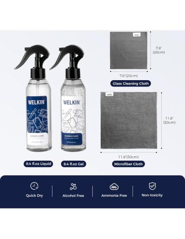 Gel Limpiador de Pantallas Welkin 200ml - Sin Rayas y Seguro