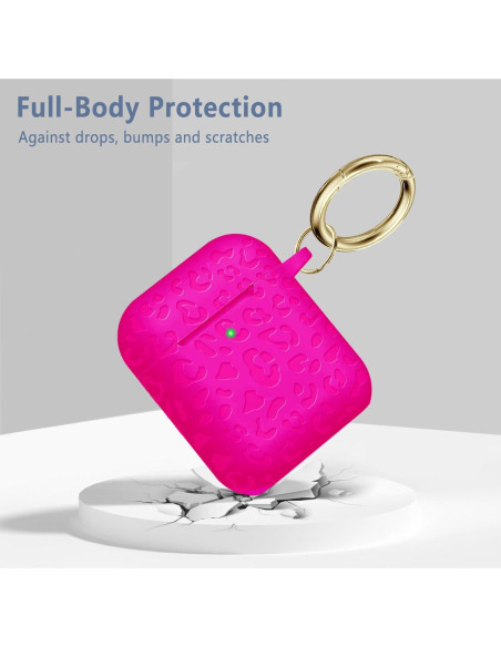 Funda de Silicona Gawnock para Airpods 2/1 Leopardo Rosa Funda de Silicona Gawnock para Airpods 2/1 Leopardo Rosa