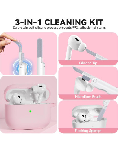 Funda de Silicona TNSNK para AirPods Pro 2/1 - Rosa Claro