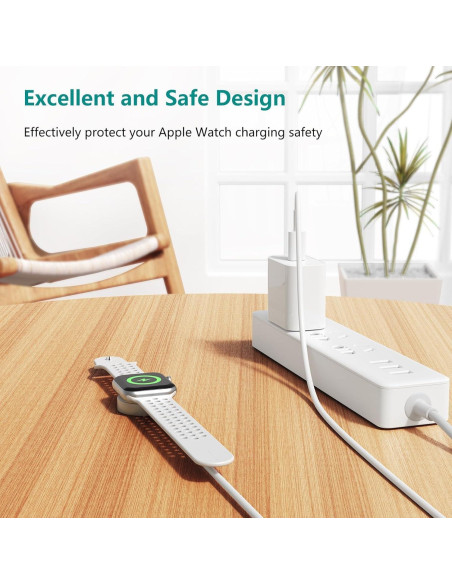 Cargador Magnético Rápido USB C para Apple Watch 6 pies Cargador Magnético Rápido USB C para Apple Watch 6 pies