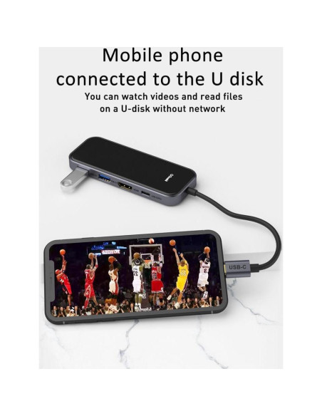 Hub USB C 5 en 1 QGeeM con HDMI 4K y Carga Rápida PD Hub USB C 5 en 1 QGeeM con HDMI 4K y Carga Rápida PD