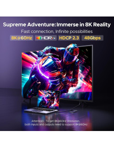 Cable USB-C a HDMI 8K WARRKY 1.83m 48Gbps Compatible Thunderbolt 2