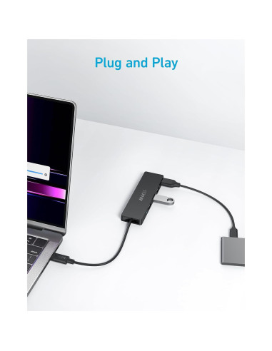Hub USB-C Anker 4 Puertos 5Gbps Ultra Delgado 0.2m