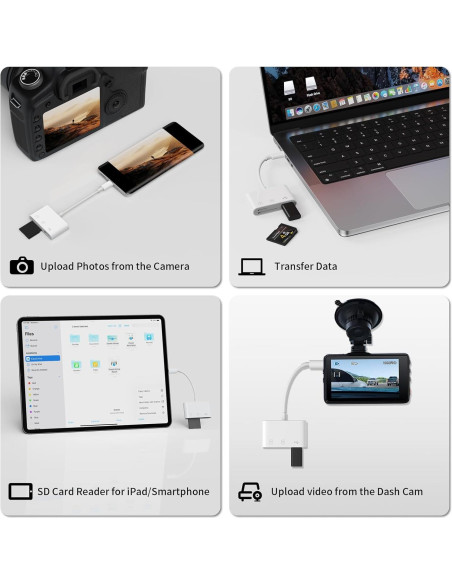 Lector de Tarjetas SD USB-C Meliya 3 en 1 para iPhone 16/iPad Lector de Tarjetas SD USB-C Meliya 3 en 1 para iPhone 16/iPad