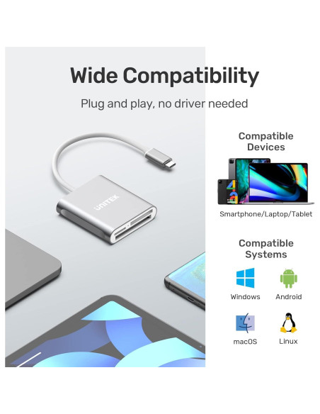 Lector de Tarjetas USB C Unitek Y-9324BGY 3 Ranuras Aluminio Lector de Tarjetas USB C Unitek Y-9324BGY 3 Ranuras Aluminio